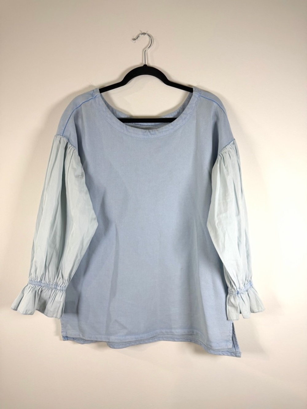 Pilcro Light Blue Balloon Sleeve Tunic Top